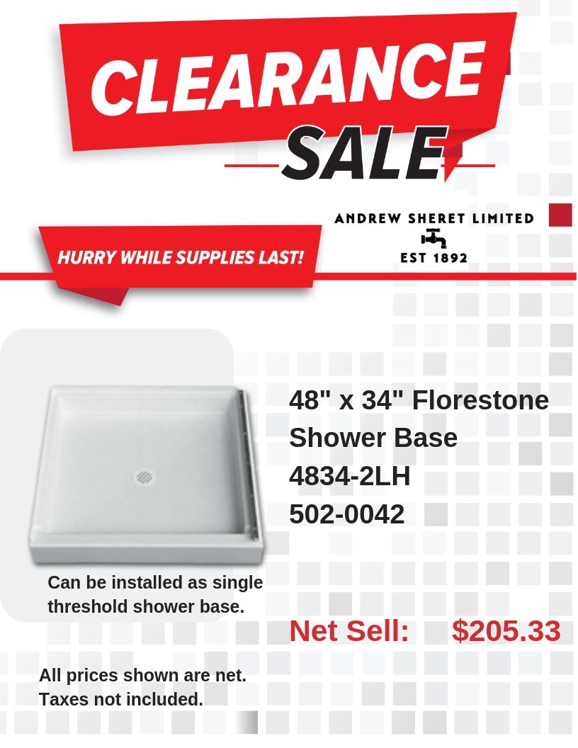 Warehouse Deal Florestone 48X34 Shower Base - Andrew Sheret Limited